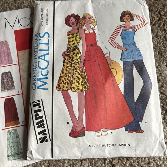 Vintage McCalls Sewing Pattern Lot 4 Misses Butcher Apron 1970's 3023 8124 6371 - Picture 2 of 9